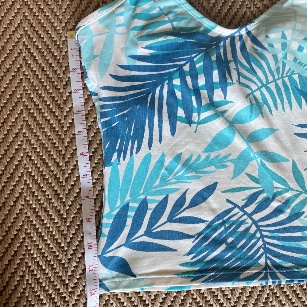 Bari tankini bathing suit top blue white floral M - Picture 6 of 14